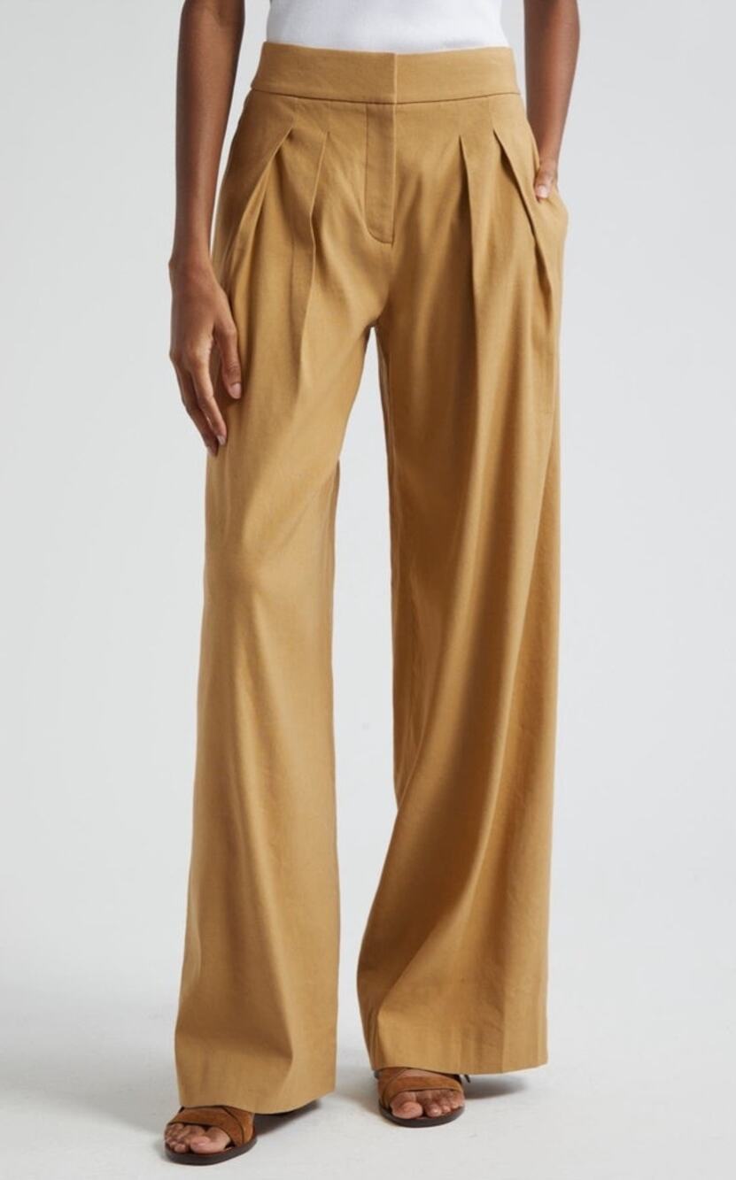Veronica Beard Jodie Pleat Linen Blend Wide Leg Pants New with Flaw